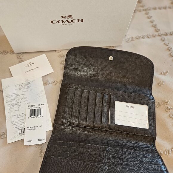 Coach Wallet Color: SV / Khaki / Mahogany Material: Cream / Tan / Brown - Picture 2 of 3